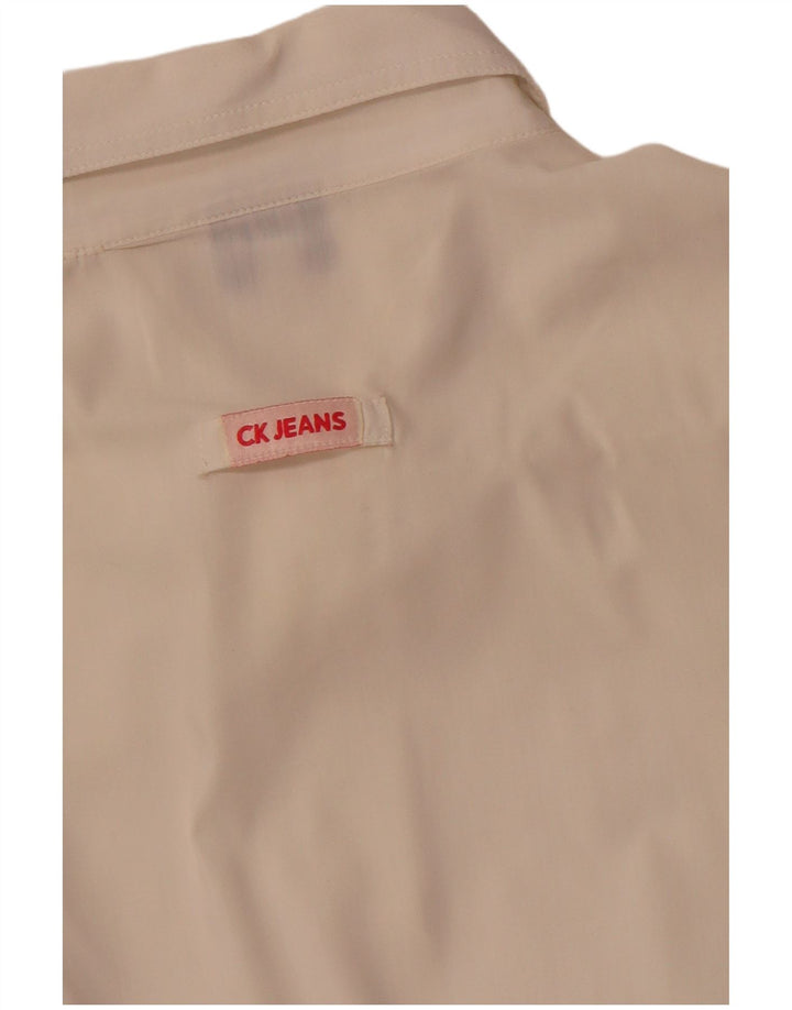 CALVIN KLEIN JEANS Damen 3/4-Ärmel-Hemd UK 16 Large Off White