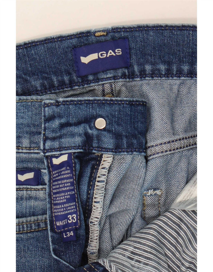 Gas Herren-Cropped-Jeans W33 L26 Blaue Baumwolle