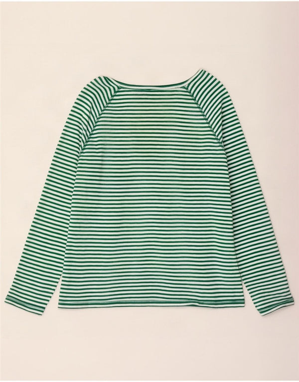 Marks & Spencer Damen Top Langarm UK 18 XL grün gestreift Baumwolle