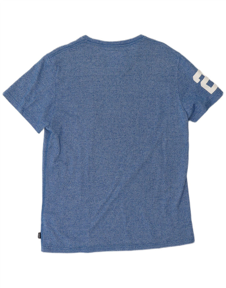Superdry Herren Grafik-T-Shirt-Oberteil XL aus blau gefleckter Baumwolle