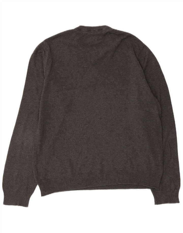 Penguin Herren-Pullover mit V-Ausschnitt, groß, aus grauer Baumwolle