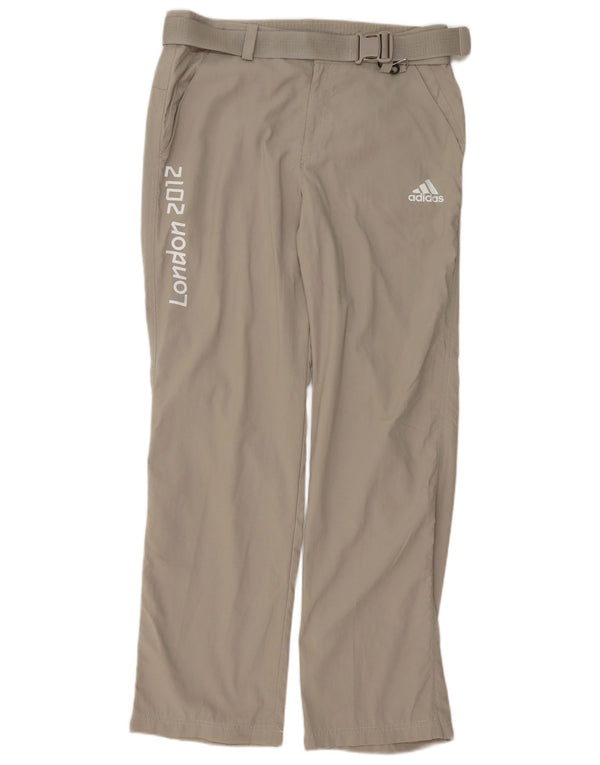 Adidas Herren Graphic Straight Chino Hose Medium W32 L32 Grau Polyester