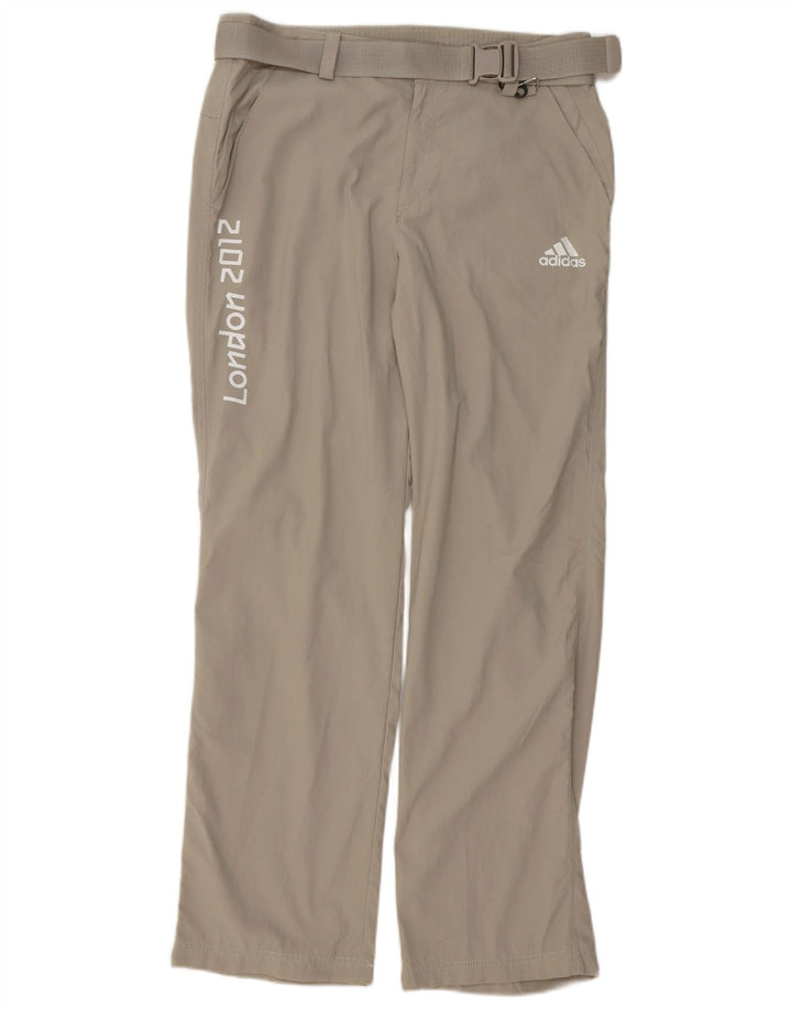 Adidas Herren Graphic Straight Chino Hose Medium W32 L32 Grau Polyester