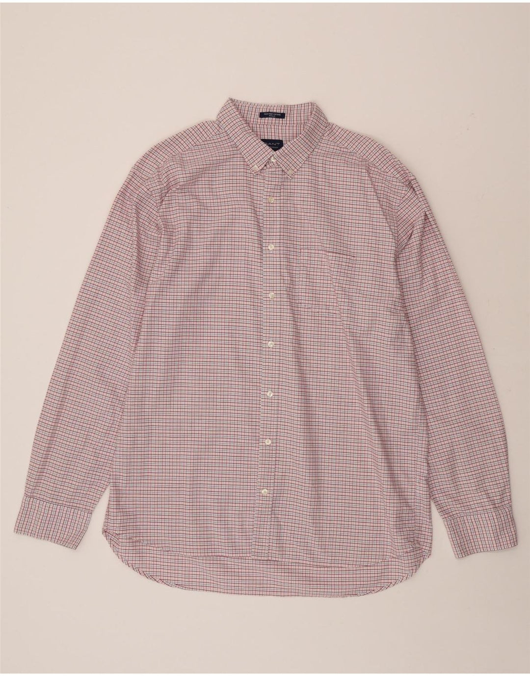 GANT Mens Shirt Size 18 45/46 2XL Pink Check Cotton Vintage Gant and Second-Hand Gant from Messina Hembry 