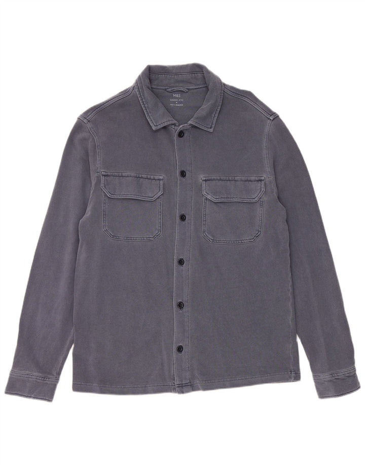 Marks & Spencer Damenhemd UK 14 Mittelblaue Baumwolle