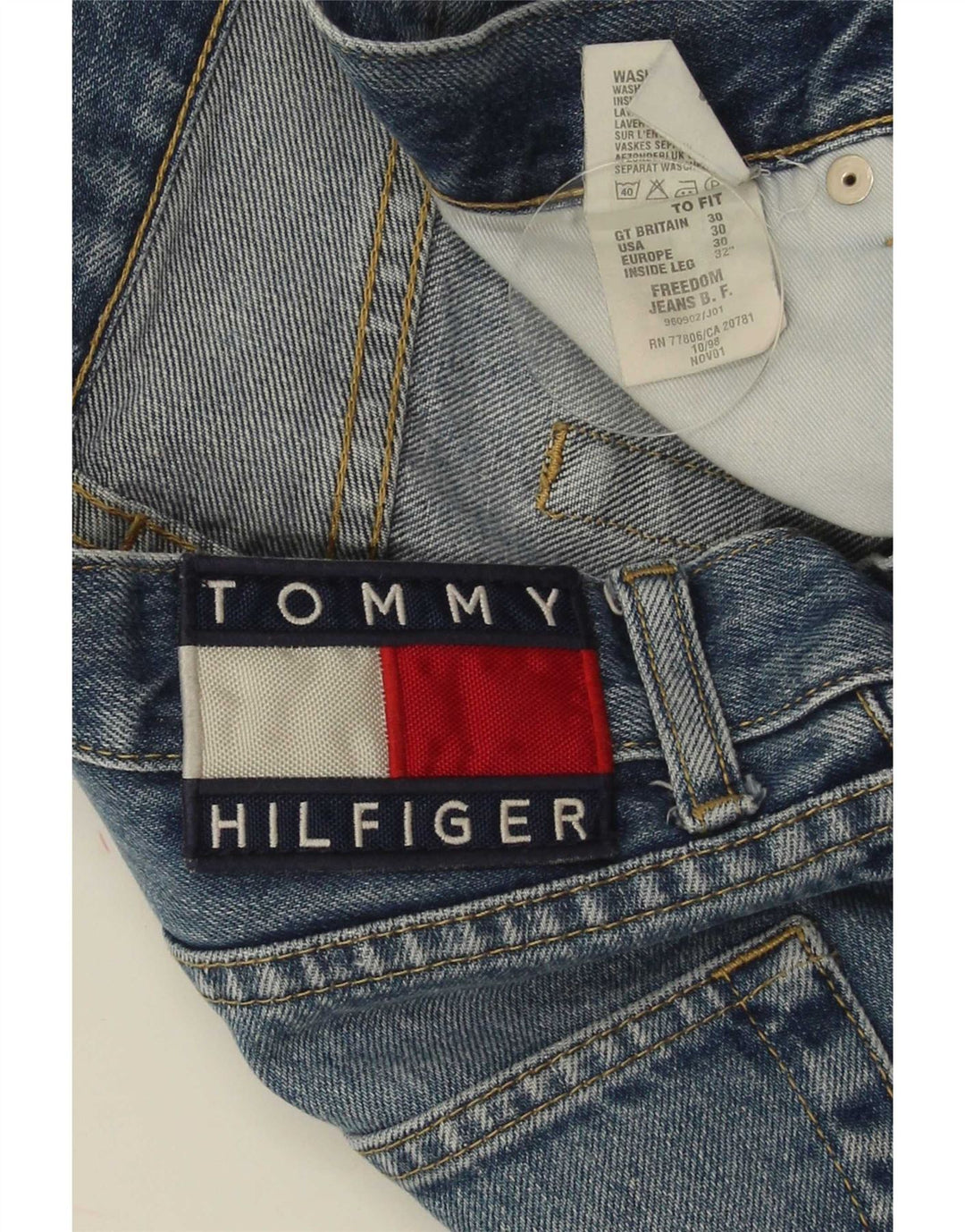Tommy Hilfiger Herren Straight Jeans W30 L30 Blaue Baumwolle