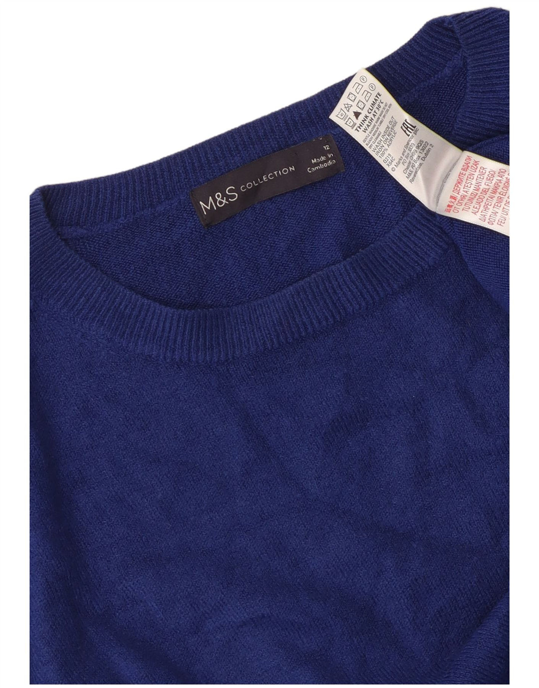 Marks & Spencer Damen-Pullover mit U-Boot-Ausschnitt, UK 12, Mittelblau, Acryl