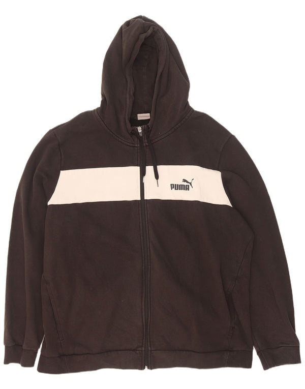 Puma Herren Graphic Zip Hoodie Pullover 2XL Schwarz Colourblock Baumwolle