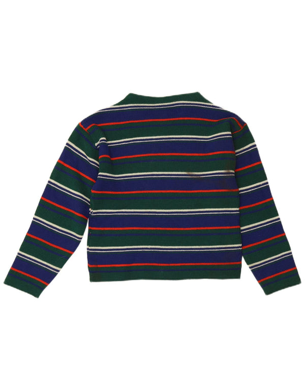 Vintage Damen Rollkragenpullover IT 42 Mittelgrün gestreift