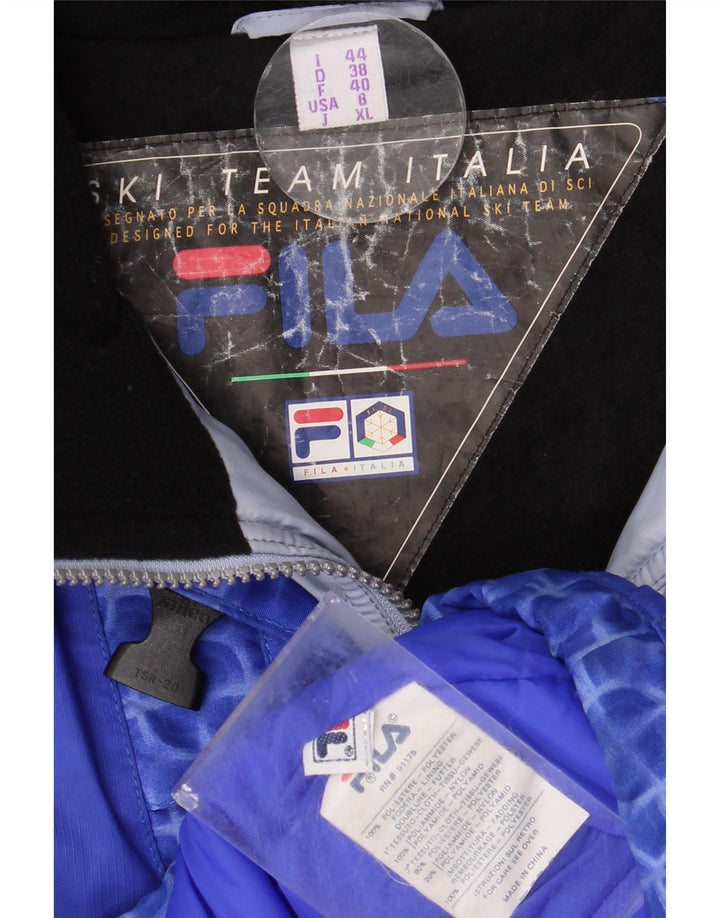 Fila Damen-Skijacke mit Kapuze, übergroß, US 8, mittelblau, geometrisch