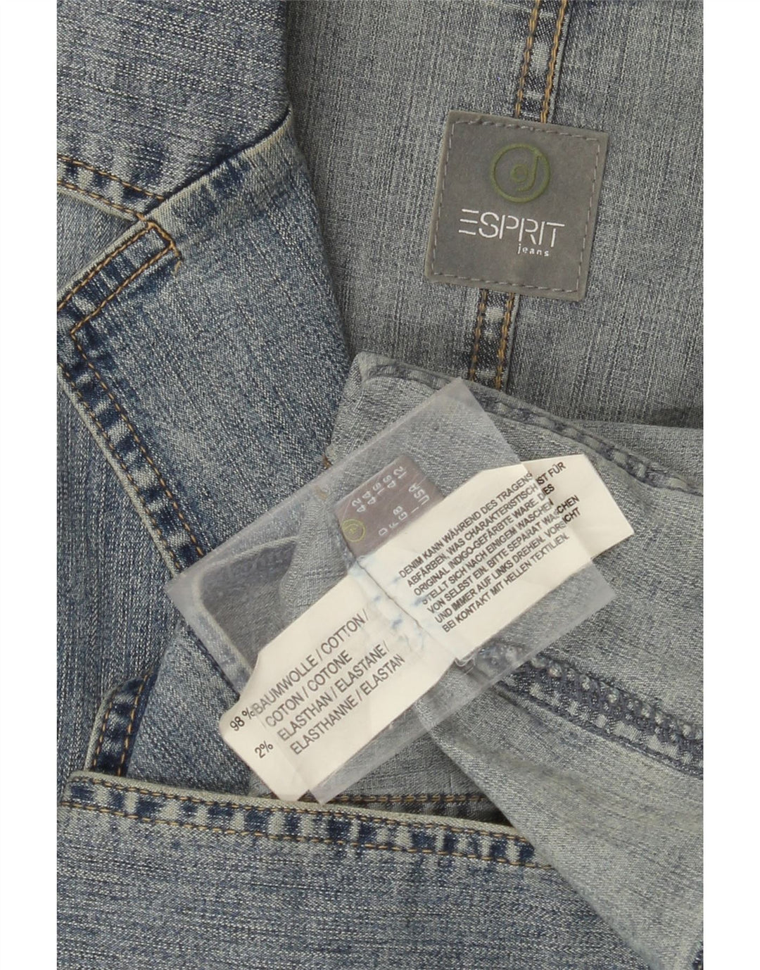 ESPRIT Damen-Jeans-Blazer mit 2 Knöpfen, UK 16, Größe L, Blau, Baumwolle