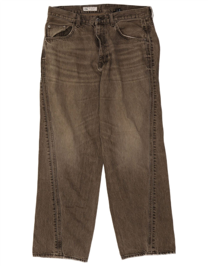 Lose Damenjeans von Zara, EU 42, groß, W32, L32, graue Baumwolle