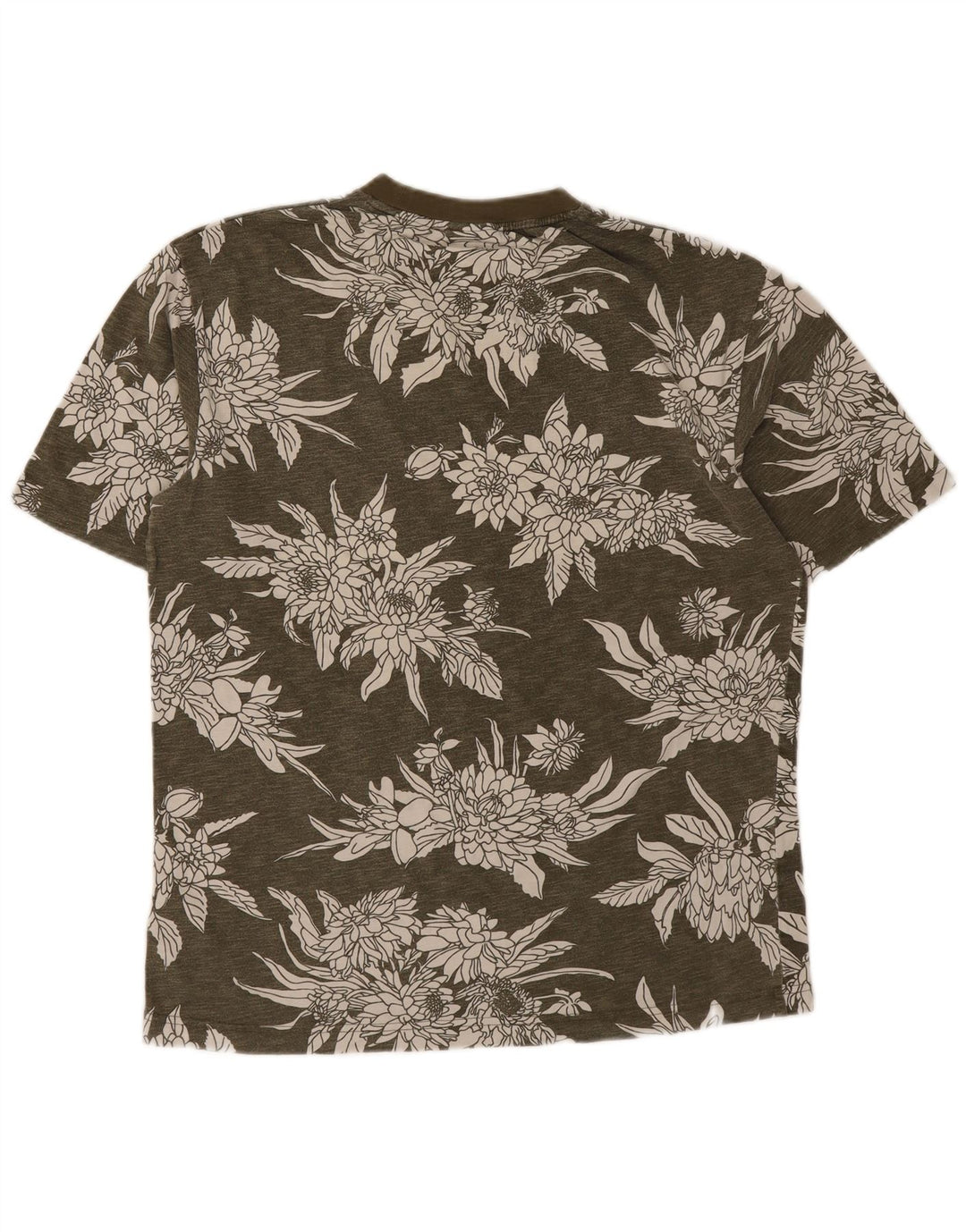 Gant Herren T-Shirt Top Small Khaki Floral Cotton