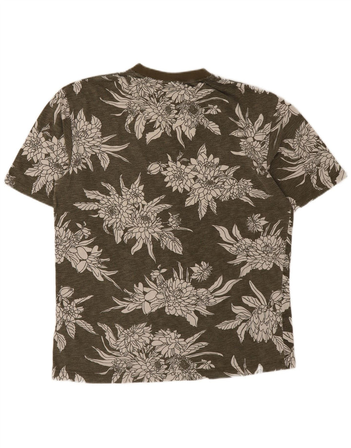 Gant Herren T-Shirt Top Small Khaki Floral Cotton