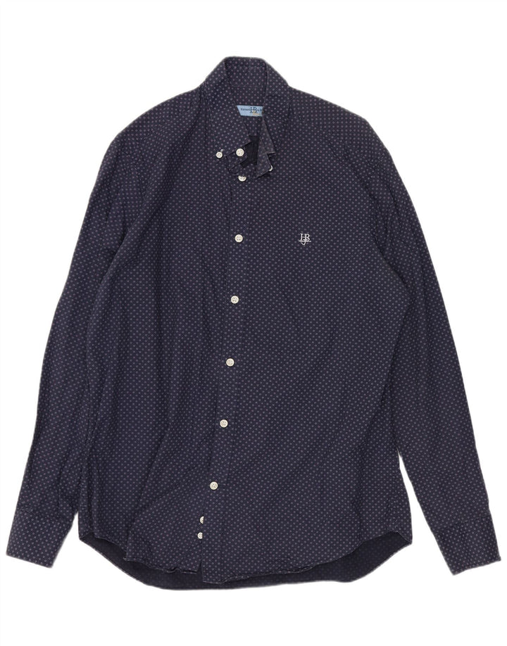 Harmont & Blaine Herrenhemd XL Marineblau gepunktete Baumwolle
