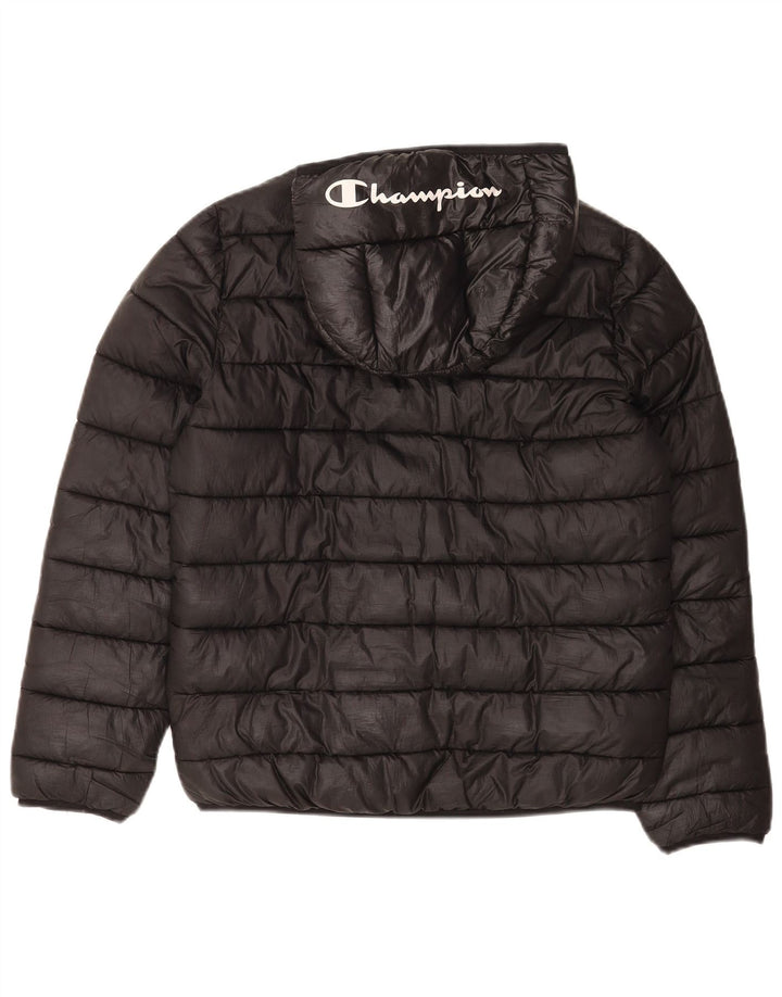 Champion Womens Hooded Wattierte Jacke UK 12 Mittelschwarzes Polyester