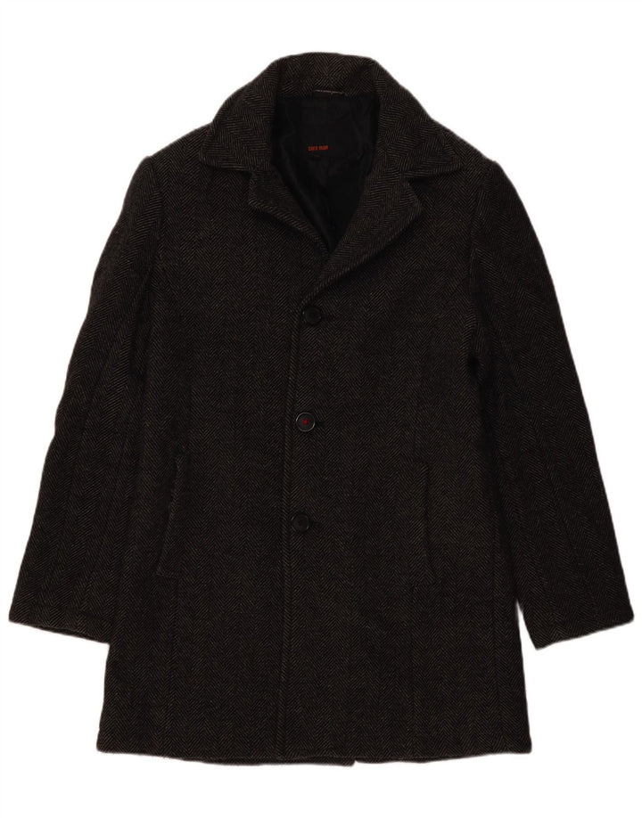 Zara Herrenmantel UK 38 Mittelgraue Herringbone-Wolle