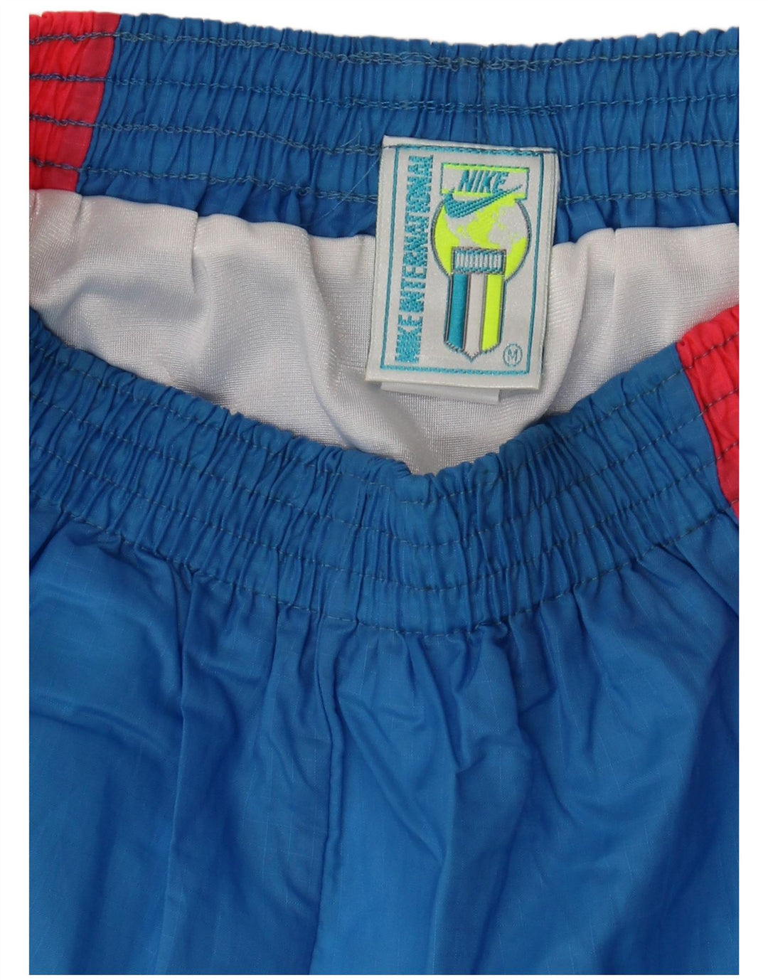 NIKE Damen-Sportshorts UK 12 Mittelblaues Colourblock-Nylon