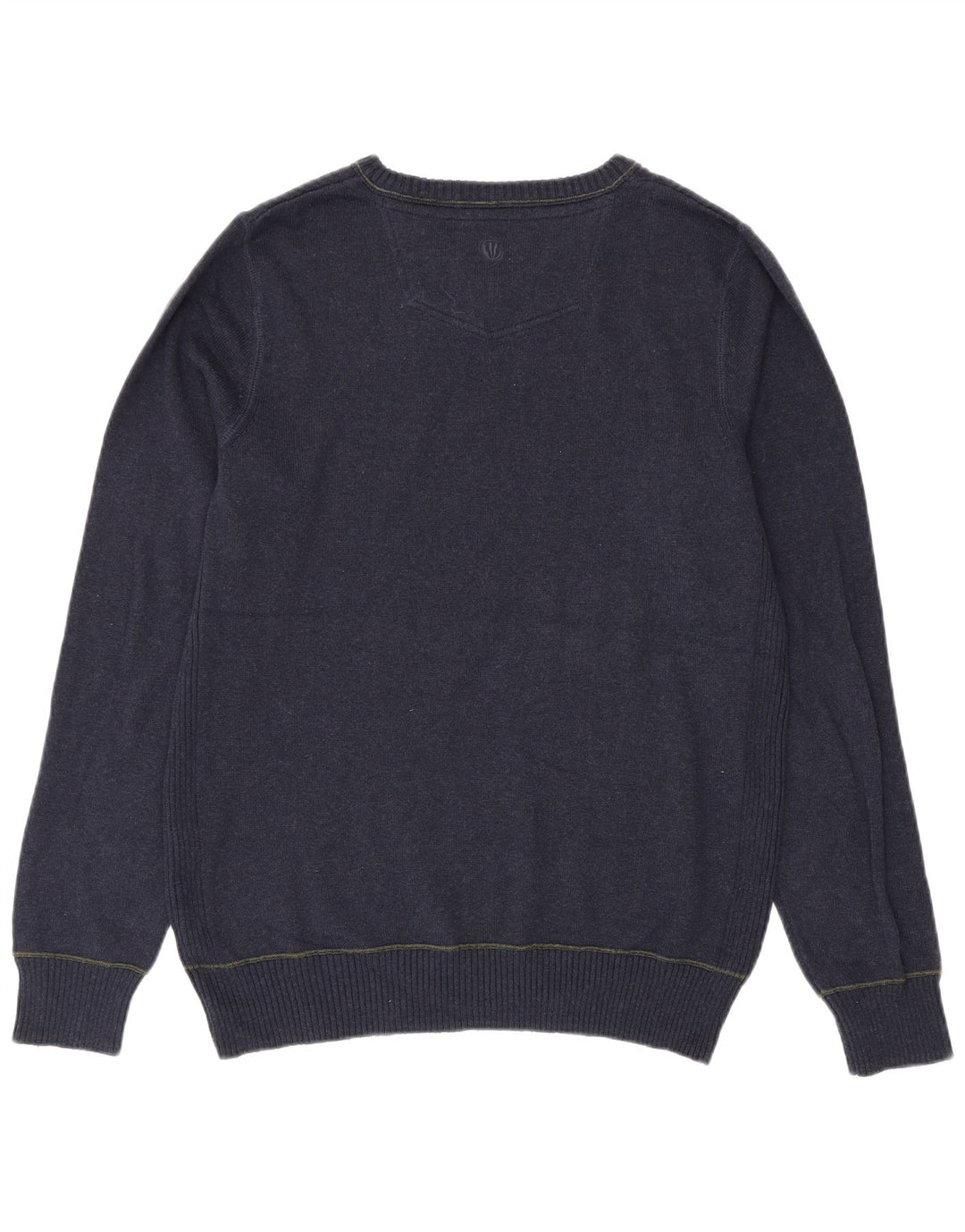 Fat Face Herren-Pullover mit V-Ausschnitt aus mittelblauer Baumwolle
