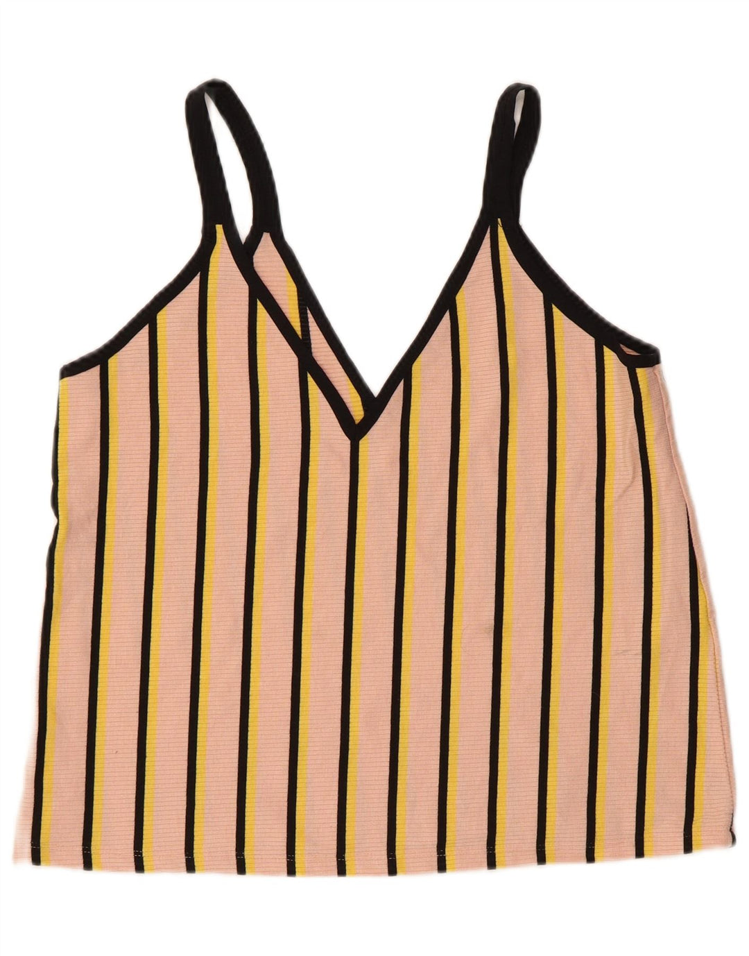 Zara Damen Cami Top UK 14 Großes rosa gestreiftes Polyester