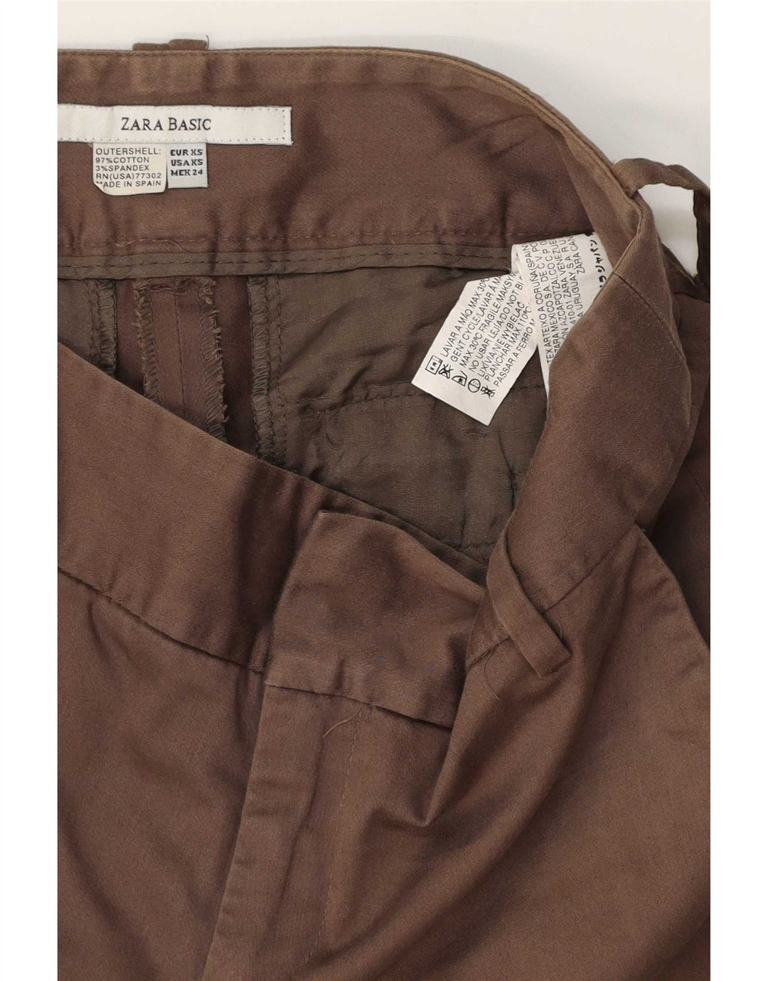 Zara Damen Hotpants XS W24 Braune Baumwolle
