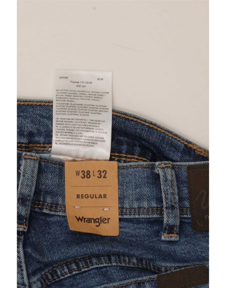 Wrangler Herren Regular Straight Jeans W38 L32 Blaue Baumwolle