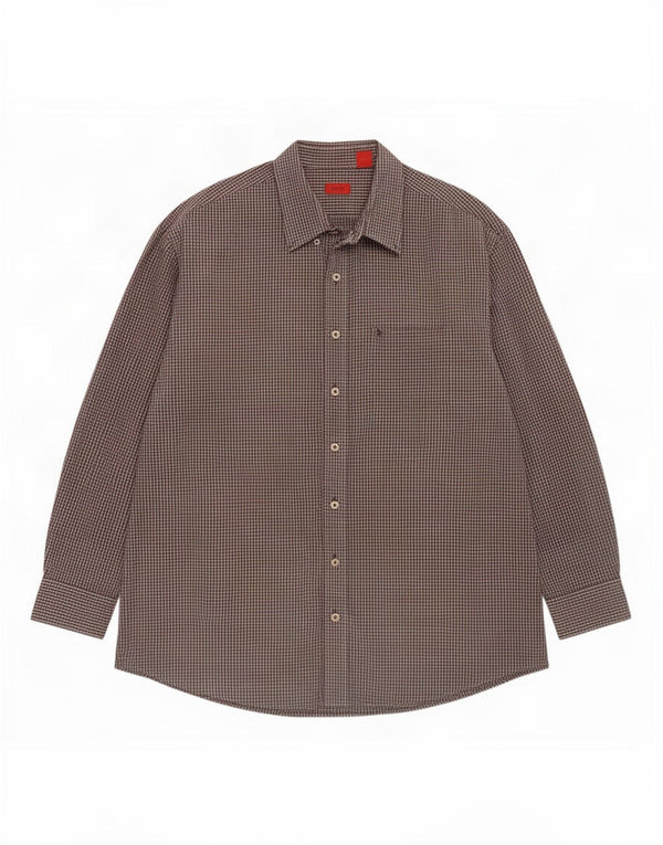 Izod Herrenhemd 3XL, braune Gingham-Baumwolle