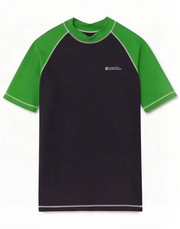 Mountain Warehouse T-Shirt-Oberteil für Jungen, 13–14 Jahre, schwarzes Colourblock-Nylon