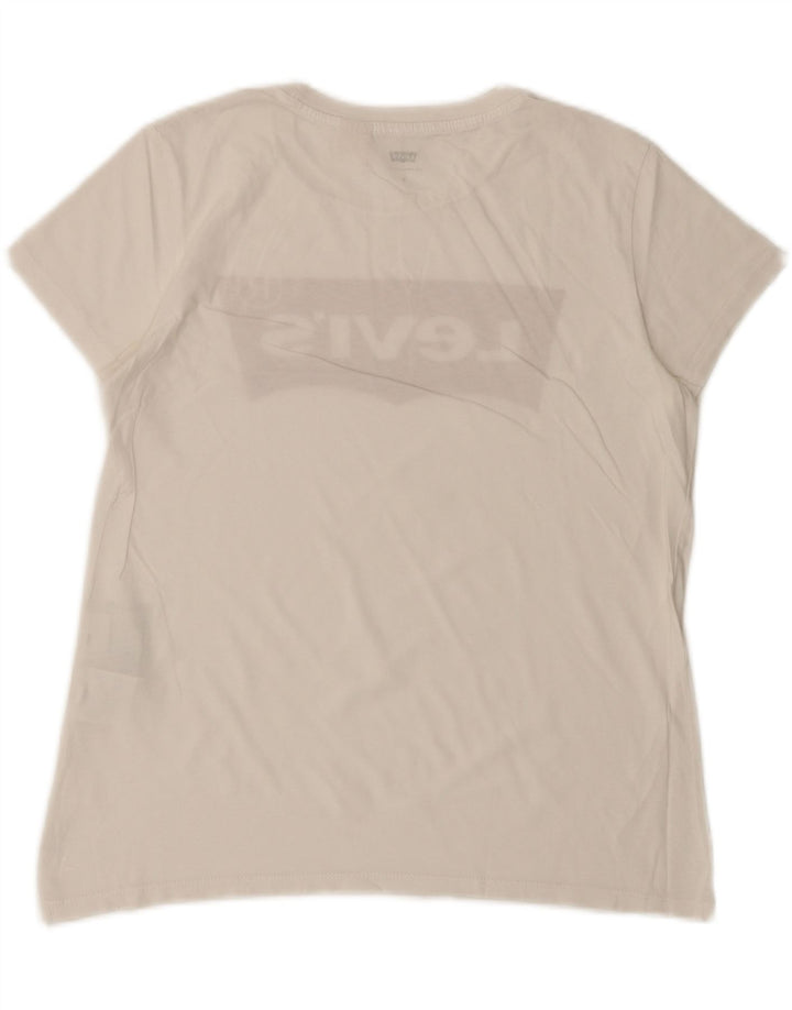 Levi's Damen-T-Shirt mit Grafik, UK 10, Größe S, weiße Baumwolle