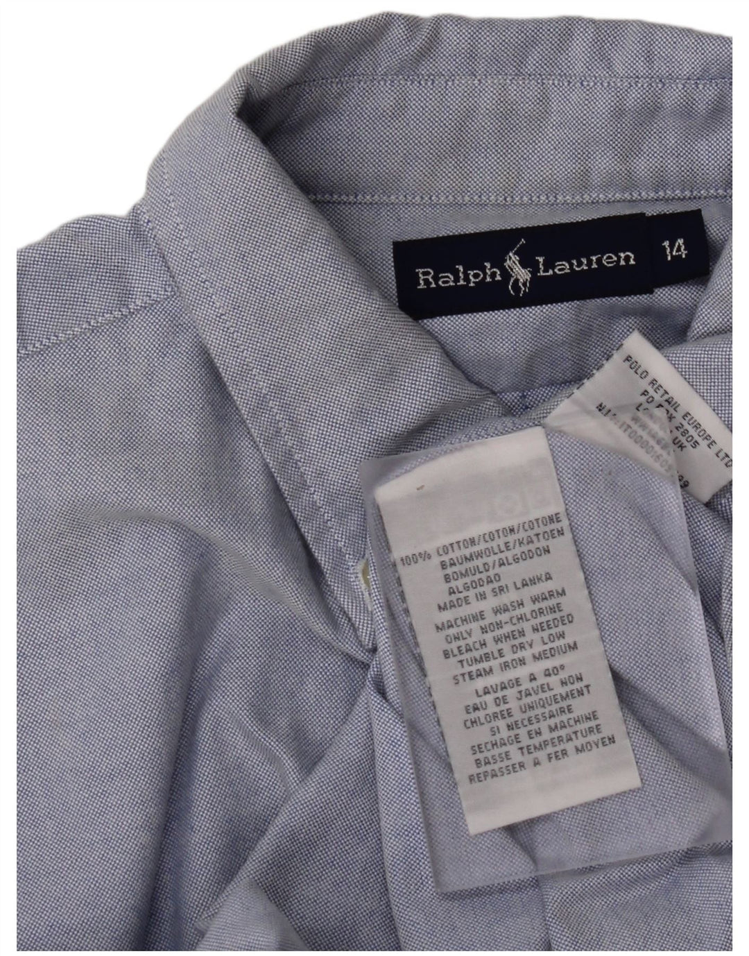 RALPH LAUREN Hemd für Jungen, 13–14 Jahre, blaue Baumwolle