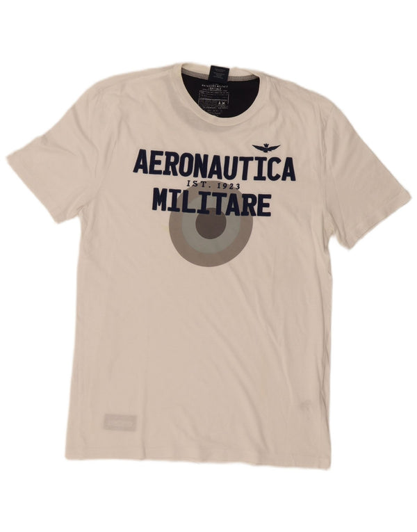 Aeronautica Militare Herren-T-Shirt mit Grafik, XL, weiße Baumwolle