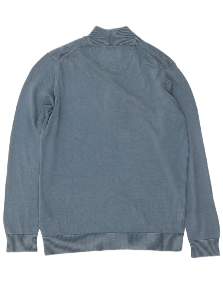 MARLBORO CLASSICS Herren-Pullover mit Reißverschluss am Hals, groß, aus blauer Baumwolle