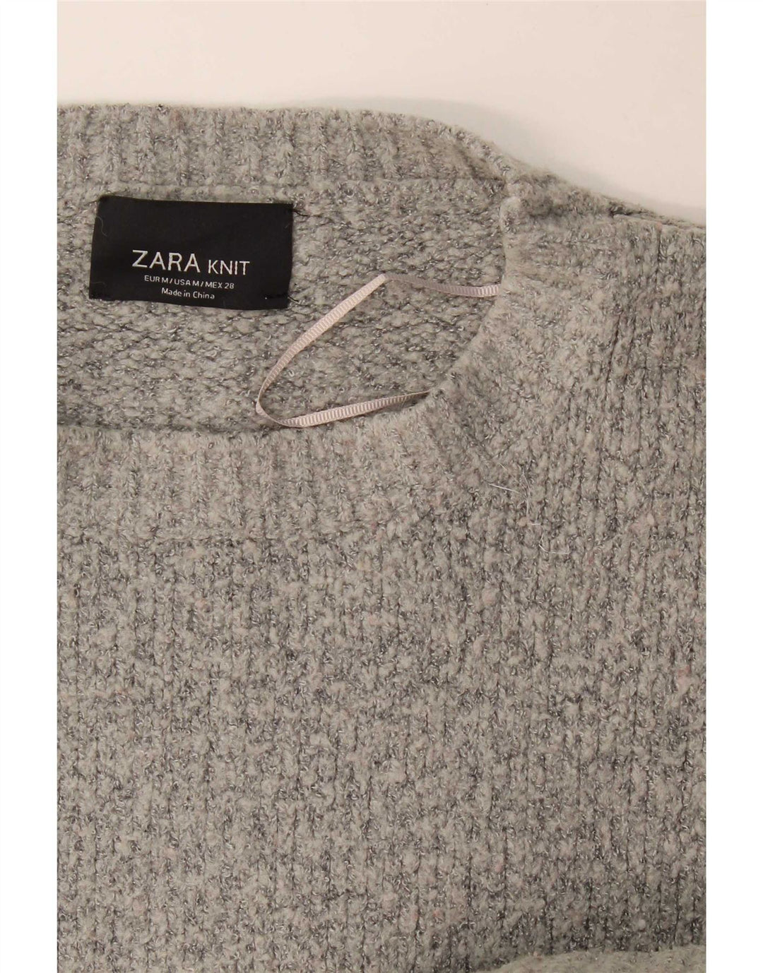 Zara Damen-Pullover, übergroß, Rundhalsausschnitt, Gr. 14, Mittelgrau