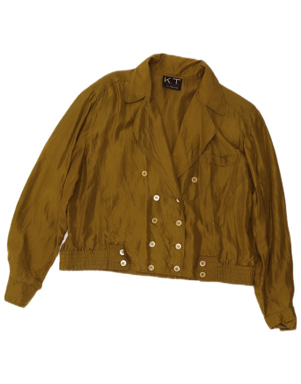 Vintage Damen Übergroße zweireihige Bomberjacke UK 10 Small Khaki