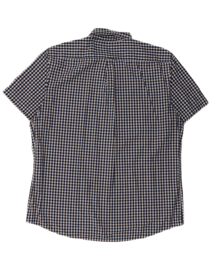 IZOD Herren Kurzarmhemd XL Blau Gingham Baumwolle