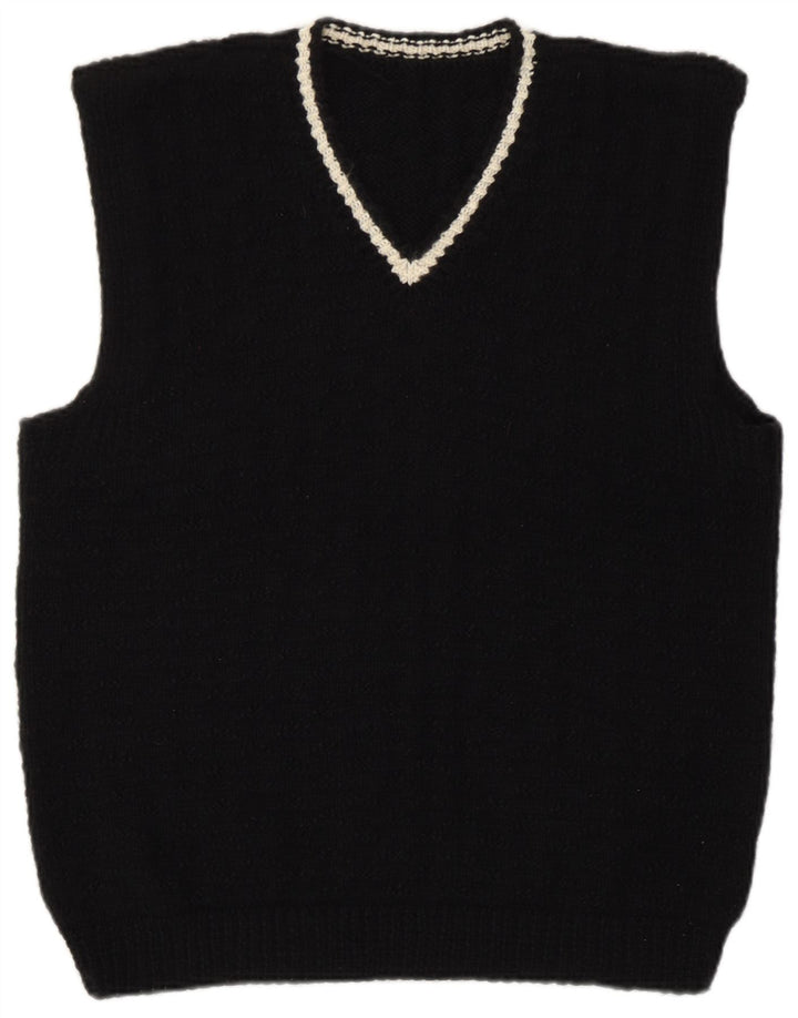 Vintage Damen Weste Tank Top UK 16 Large Schwarz Retro