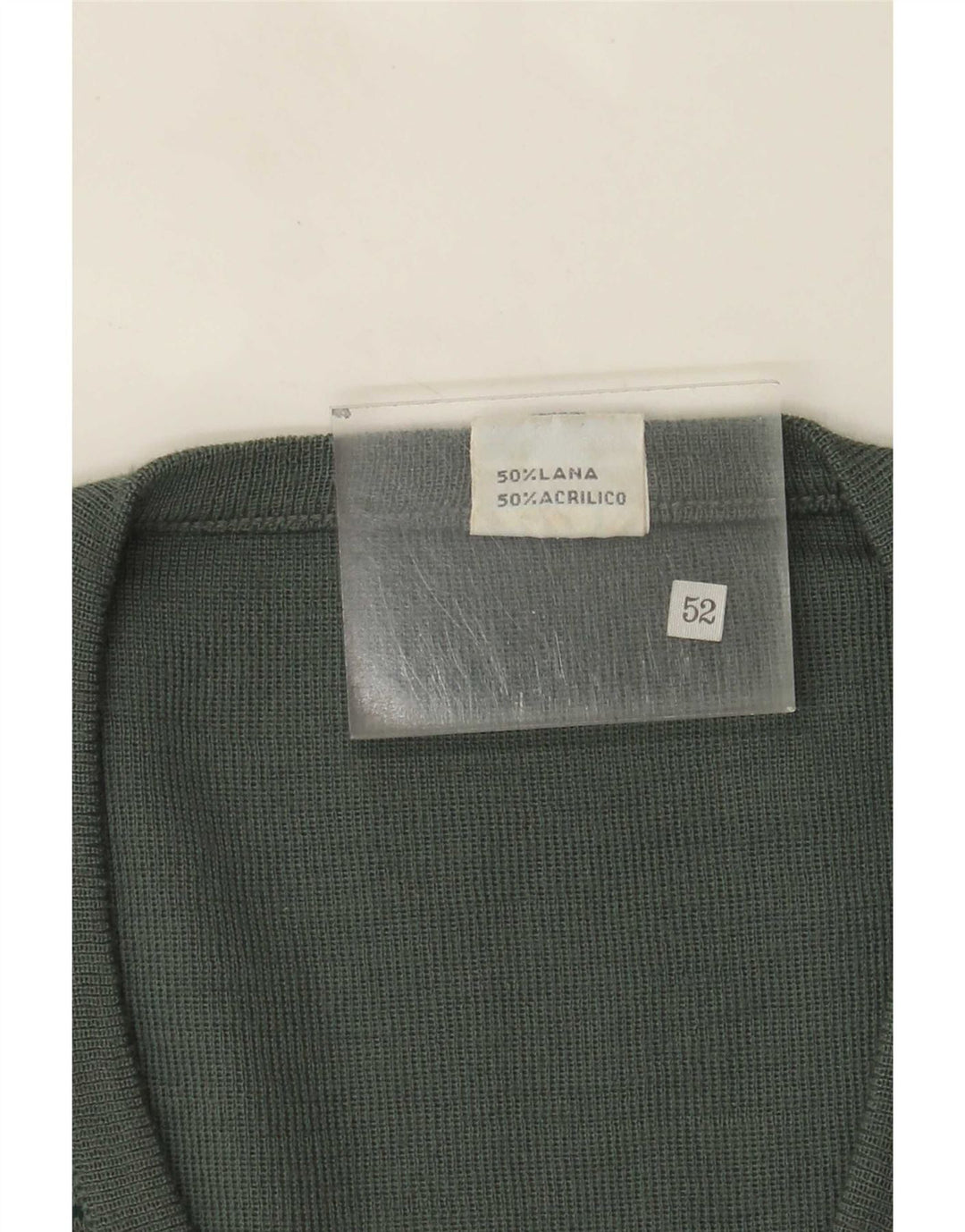 Vintage Herren Weste Tank Top IT 52 Große grüne geometrische Wolle