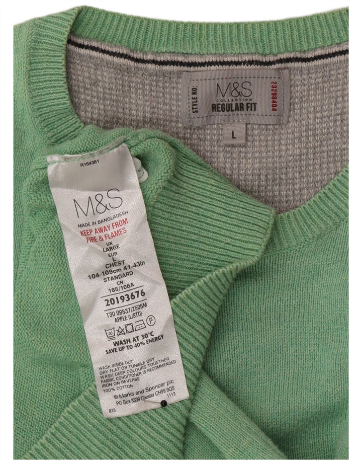 Marks & Spencer Herren-Pullover, reguläre Passform, Rundhalsausschnitt, Größe L, Grün