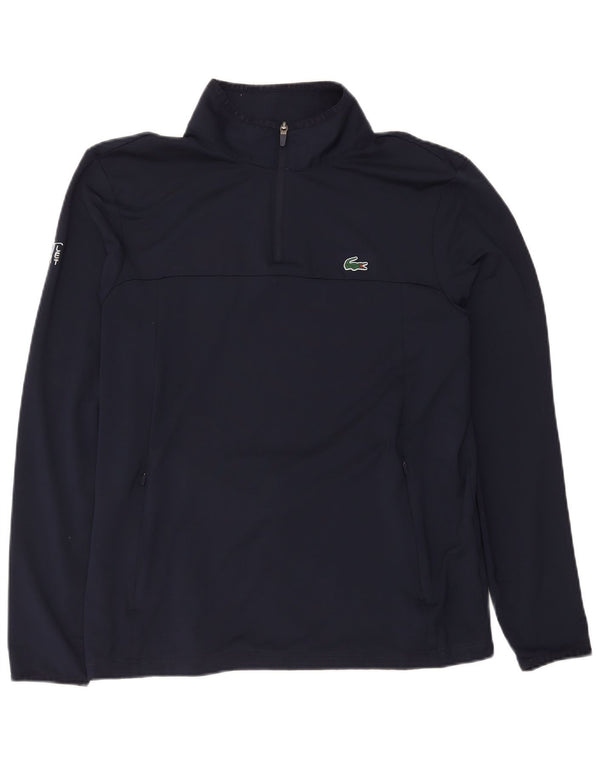 Lacoste Herren-Pullover-Trainingsanzugoberteil mit Reißverschluss, Größe 6 XL, marineblaues Polyester