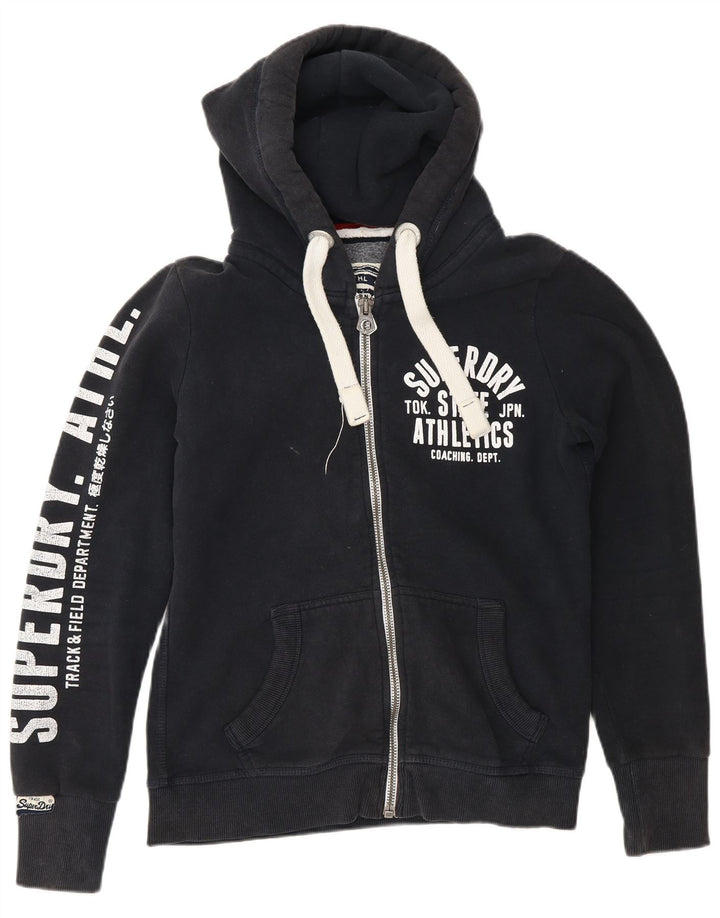 Superdry Herren-Kapuzenpullover mit grafischem Reißverschluss, mittelmarineblaue Baumwolle