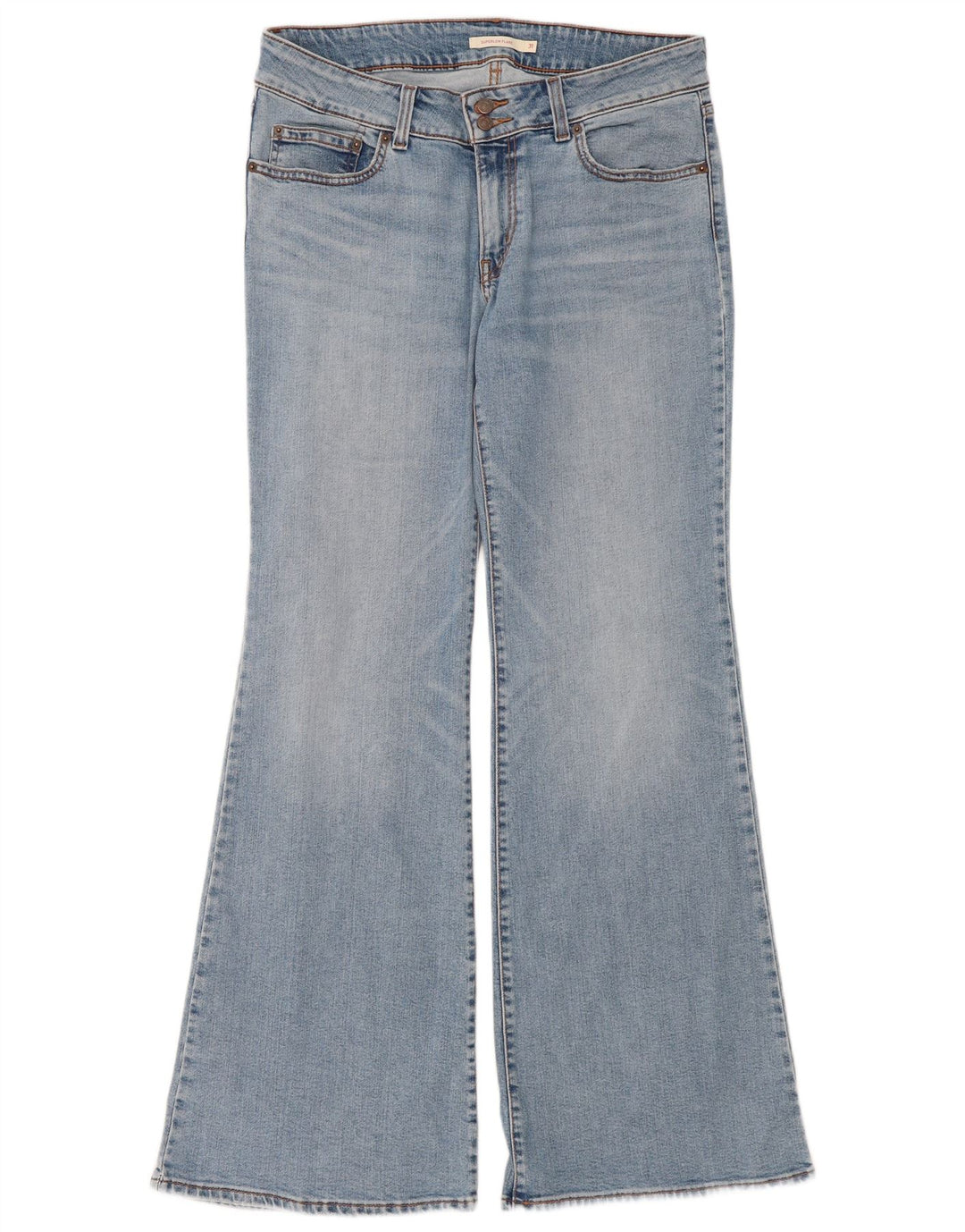 Levi's Damen Super Low Flared Jeans W31 L34 Blaue Baumwolle