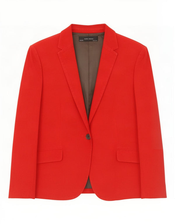 Zara Damen 1-Knopf-Cord-Blazerjacke UK 18 XL Rot