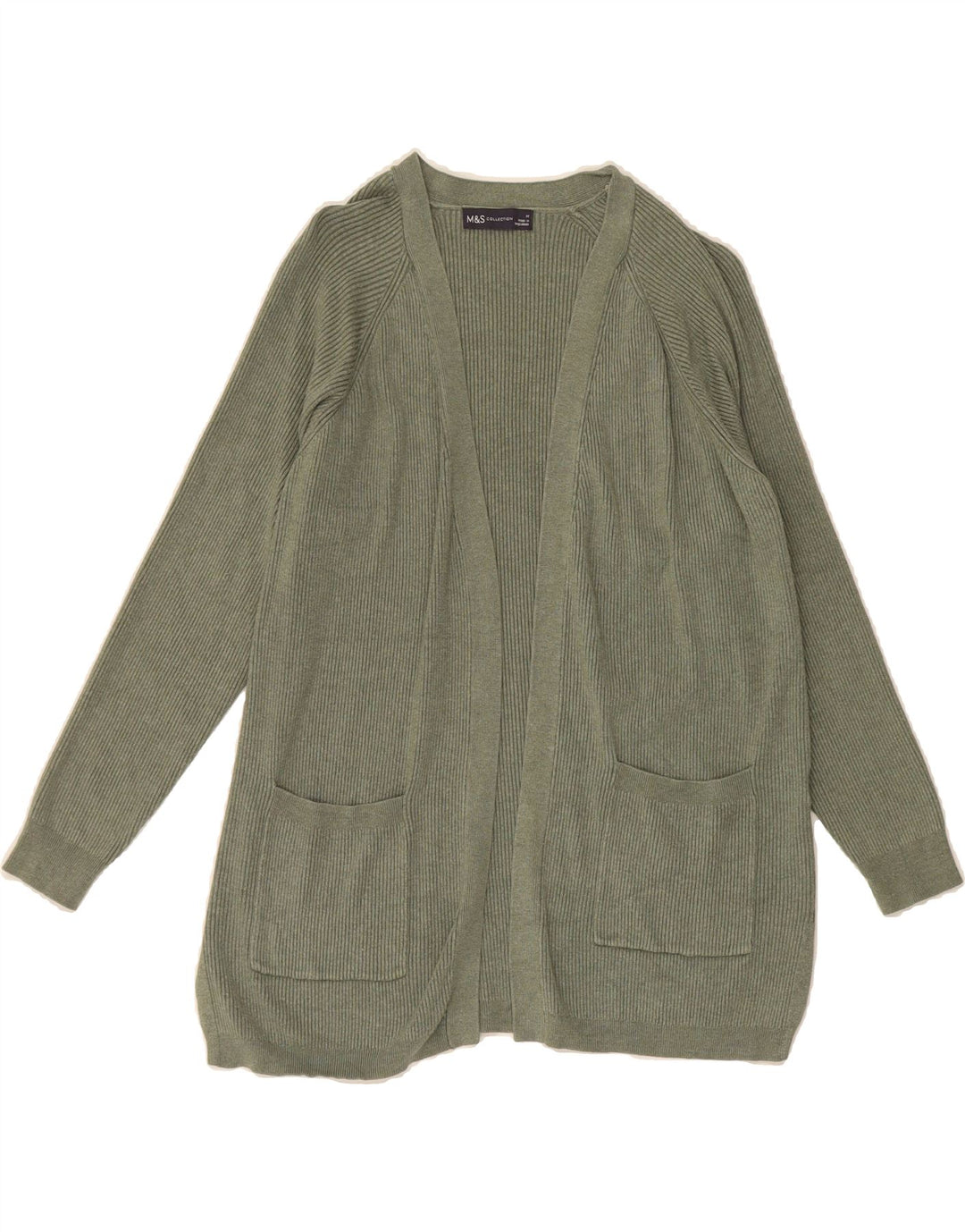MARKS & SPENCER Womens Open Cardigan Sweater UK 14 Medium Green Viscose Vintage Marks & Spencer and Second-Hand Marks & Spencer from Messina Hembry 