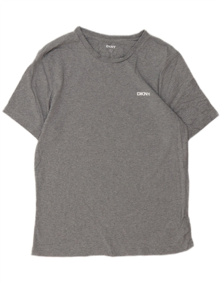 DKNY Herren T-Shirt Top Large Grau Baumwolle