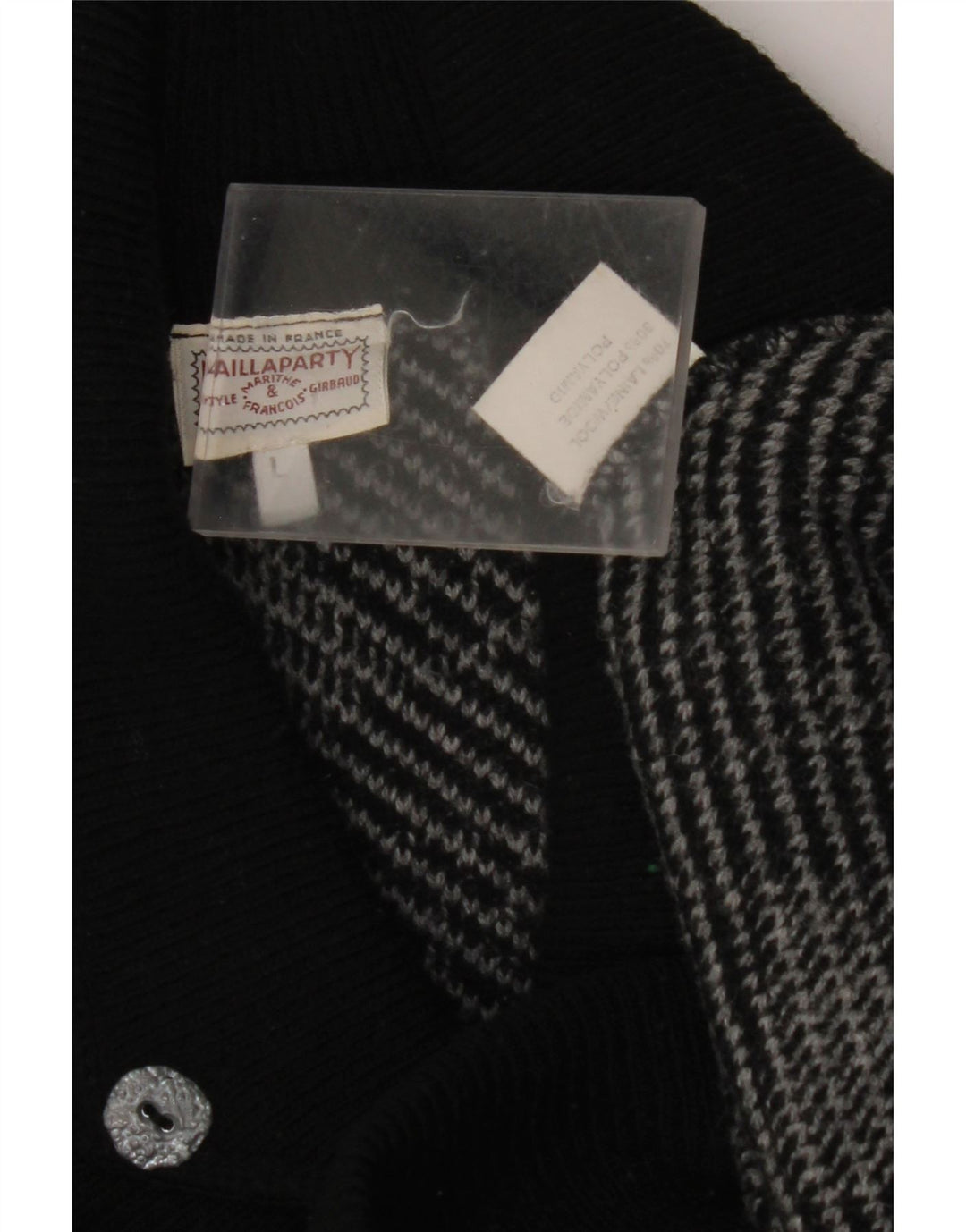 VINTAGE Damen-Pullover mit Schalkragen, UK 16, groß, grau, geometrisch