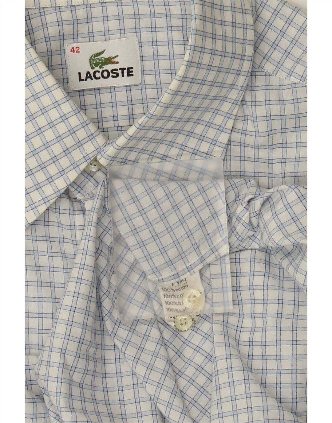 Lacoste Herrenhemd, Größe 42, groß, blau kariert, Baumwolle