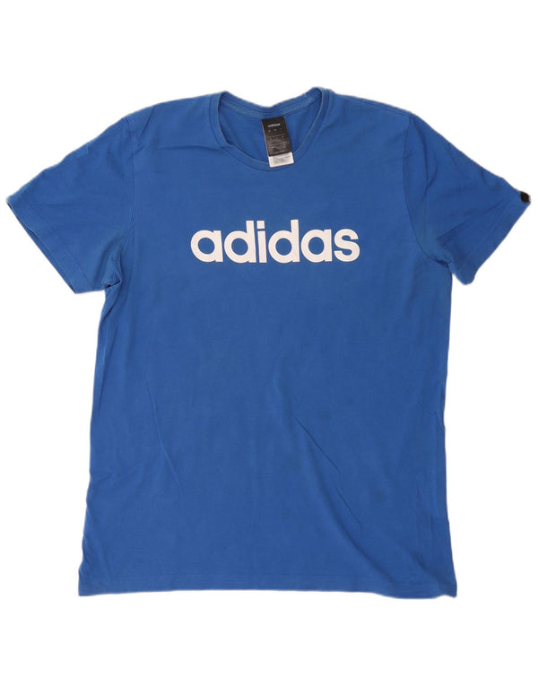 ADIDAS Herren Grafik T-Shirt Top Große blaue Baumwolle