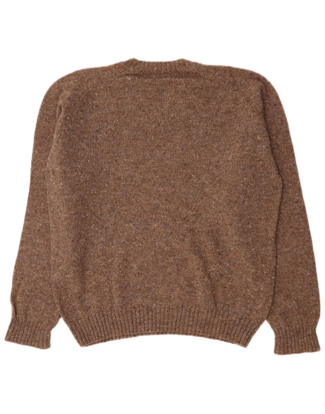 Boggi Herren-Pullover mit V-Ausschnitt, mittelbraun gefleckte Schurwolle