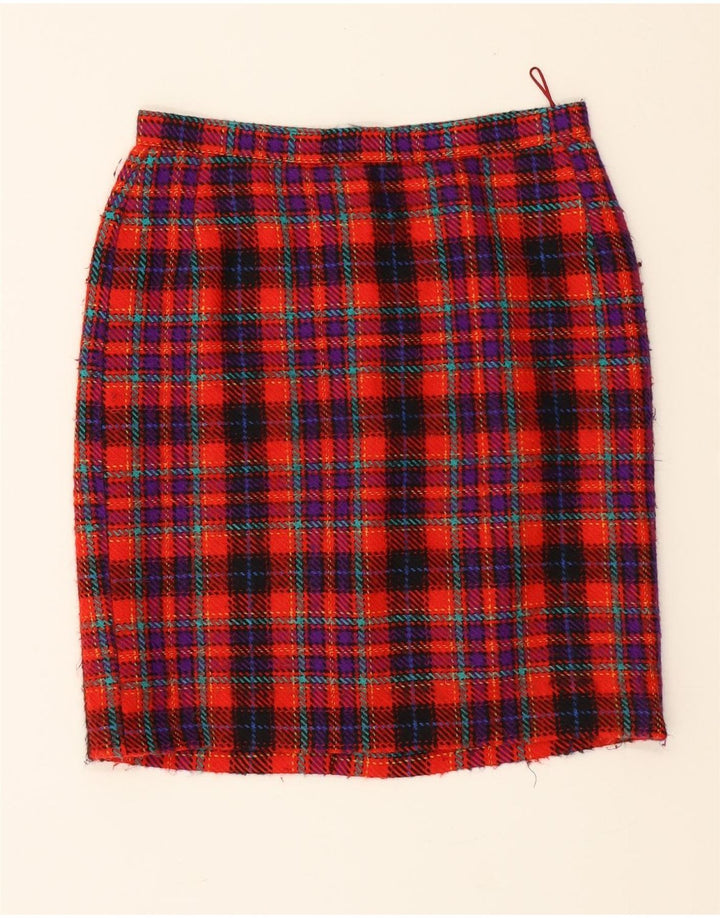VINTAGE Womens Pencil Skirt W30 Medium Red Check Vintage Vintage and Second-Hand Vintage from Messina Hembry 