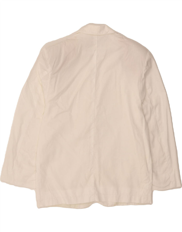VINTAGE Womens 3/4 Sleeve 2 Button Blazer Jacket IT 38 XS White Cotton Vintage Vintage and Second-Hand Vintage from Messina Hembry 